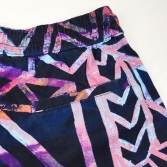 Tribal Print Zipcode Shorts Elastic Waist Drawstring Bermuda L - Picture 4 of 11